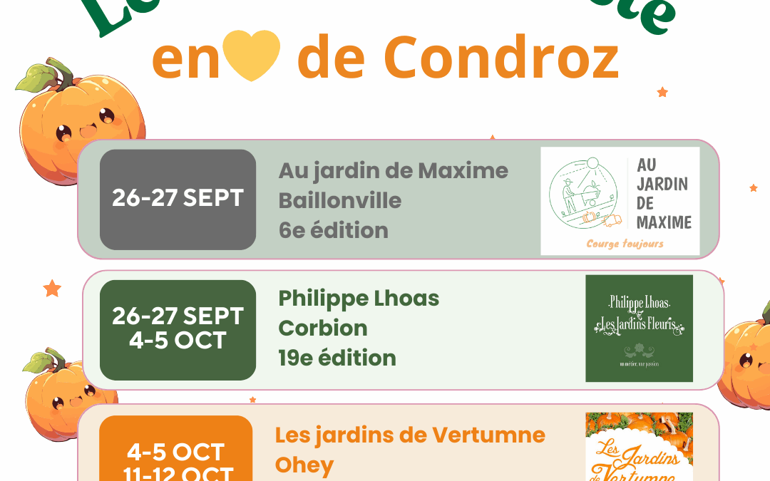 🎃 Venez fêter les courges en 💛 de Condroz avec nos 3 cucurbiticulteurs !